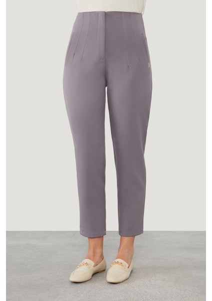 Antrasit Çift Pliseli Kumaş Havuç Pantolon