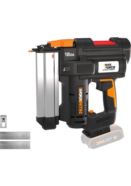 WX842 20 VOLT/2.0AH Li-Ion 15-50 mm Profesyonel Şarjlı Çivi Çakma Makinesi, 2700 Adet Yedek Çivi