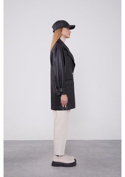 Siyah Kruvaze Yaka Deri Ceket fiyatları