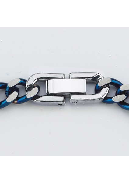 Özel Kilitli Mavi Beyaz Premium Gurmet Erkek Çelik Zincir Bileklik SCB53 fiyatları