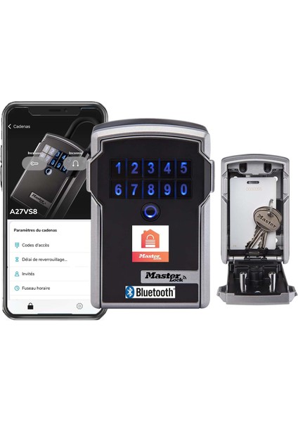 Lock 5441EURD Bluetooth Anahtar Kasa [büyük] - Güvenli ve Akıllı Anahtar Güvenli, 9 V, Siyah