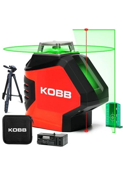 KBL88GTP 25 Metre Profesyonel Yatay 360° ve Dikey Otomatik Hizalamalı Nokta Şakül ve Yeşil Çapraz Çizgi Lazer Distomat + Tripod
