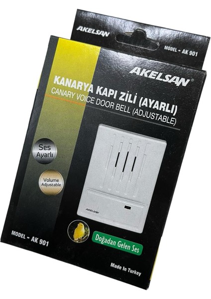 Akelsan Kanarya Kapı Zili Tek Sesli Ayarlı 12 Volt AK-901