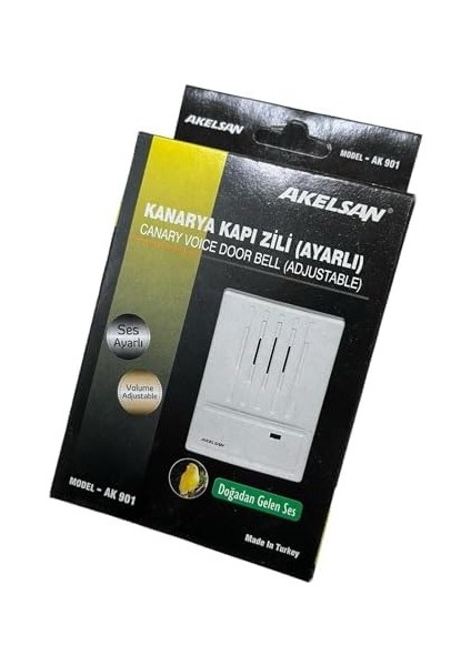 Akelsan Kanarya Kapı Zili Tek Sesli Ayarlı 12 Volt AK-901