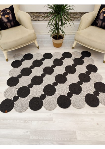 Jüt Hasır Görünümlü Desenli Modern El Örgüsü Dikdörtgen Halı Kilim fırsatları