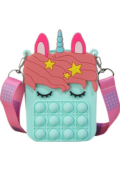 Yeşil Stil Yeni Unicorn Basit Dimple Messenger Çanta Sıkıştırma Oyuncaklar Anahtarlık Cüzdan Hediye- Türkçe (Yurt Dışından)