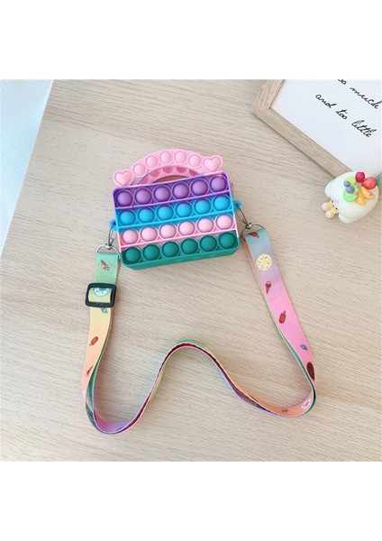C Stili Kawaii Unicorn Pop Fidget Oyuncak Gökkuşağı Noel Baba Bozuk Para Cüzdanı Çanta Cüzdan Silika Basit Dimple Oyuncak Noel Için Kızlar Için (Yurt Dışından)