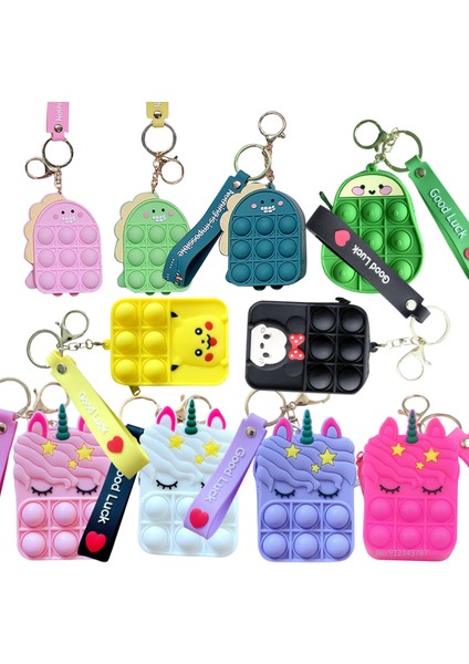 E Stili Moda Pop It Kabarcık Oyuncak Gökkuşağı Unicorn Kawaii Bozuk Para Cüzdanı Çocuklar Cüzdan Bayan Çanta Silikon Basit Dimple Oyuncak (Yurt Dışından)