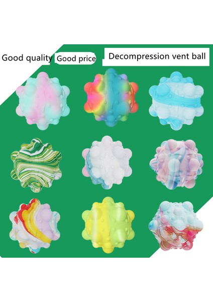 No.16 Tarzı Yeni 3D Dekompresyon Topu Pop It Fidget Oyuncak Antistres Silikon Hava Deliği Basit Dimple Yuvarlak Top Pop It Yetişkin Çocuk Hediye (Yurt Dışından)