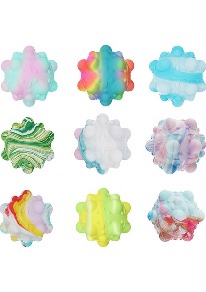No.16 Tarzı Yeni 3D Dekompresyon Topu Pop It Fidget Oyuncak Antistres Silikon Hava Deliği Basit Dimple Yuvarlak Top Pop It Yetişkin Çocuk Hediye (Yurt Dışından)