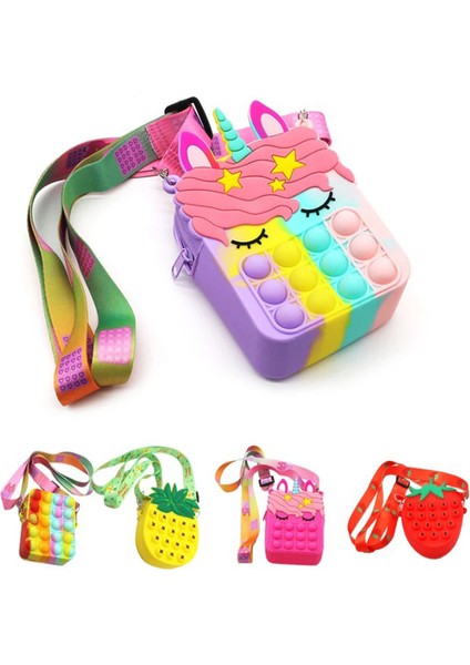 F Stili Yeni Unicorn Basit Dimple Messenger Çanta Fidget Oyuncaklar Itin Bubble Antistreldren Oyuncak Anahtarlık Cüzdan (Yurt Dışından)