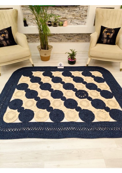 Jüt Hasır Görünümlü Desenli Modern El Örgüsü Dikdörtgen Halı Kilim modelleri