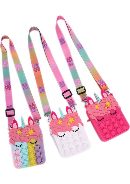 C Stili Yeni Unicorn Basit Dimple Messenger Çanta Fidget Oyuncaklar Itin Bubble Antistreldren Oyuncak Anahtarlık Cüzdan (Yurt Dışından)