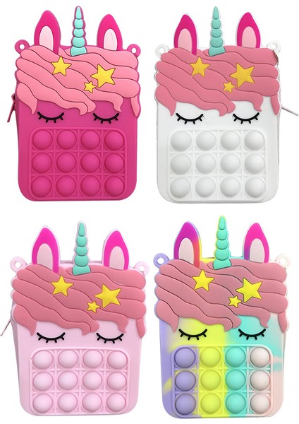 C Stili Yeni Unicorn Basit Dimple Messenger Çanta Fidget Oyuncaklar Itin Bubble Antistreldren Oyuncak Anahtarlık Cüzdan (Yurt Dışından)