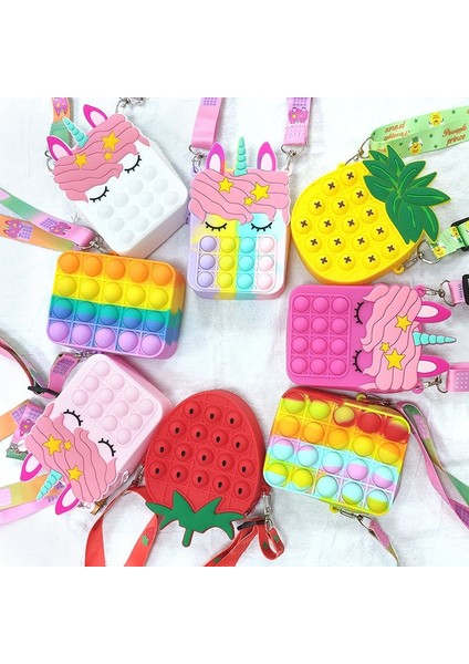 Z Stili Kawaii Unicorn Basit Dimple Messenger Çanta Fidget Oyuncakları Itme Balonu Antistreldren Oyuncak Pop Anahtarlık Cüzdan Çocuklar Için Oyuncak (Yurt Dışından)