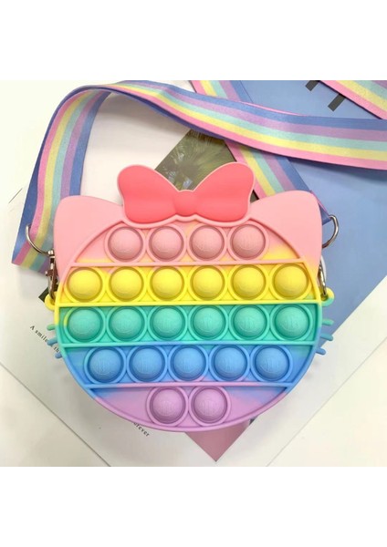 Çim Yeşili Stili Tek Boynuzlu At Gökkuşağı Basit Dimple Messenger Çanta Pop Fidget Oyuncakları Itme Kabarcık Antistres Anahtarlık Cüzdan Mini Çanta (Yurt Dışından)
