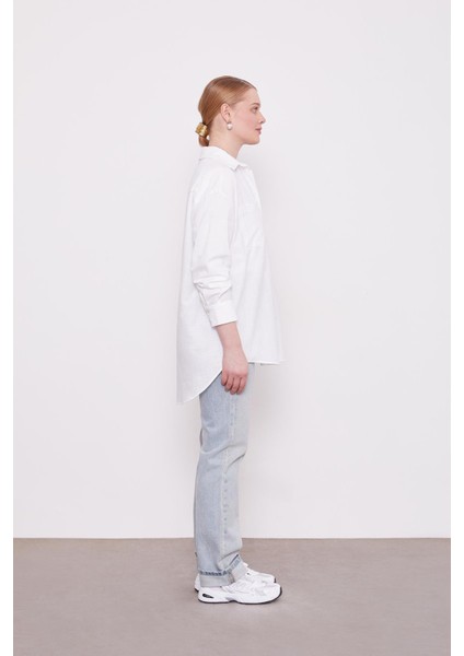 Beyaz Dokulu Pamuk Gömlek fırsatları