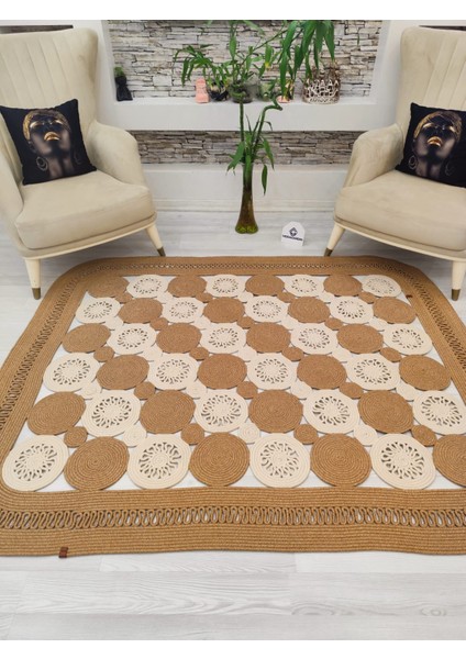 Jüt Hasır Görünümlü Desenli Modern El Örgüsü Dikdörtgen Halı Kilim modelleri