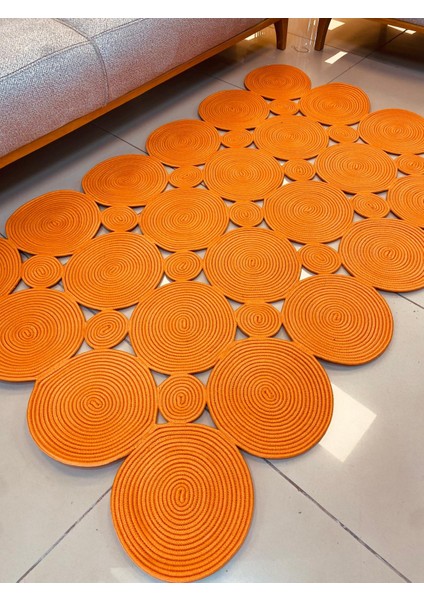 Jüt Hasır Görünümlü Desenli Modern El Örgüsü Dikdörtgen Halı Kilim