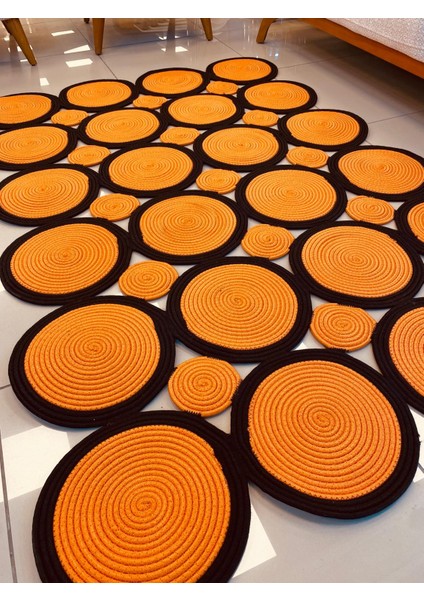 Jüt Hasır Görünümlü Desenli Modern El Örgüsü Dikdörtgen Halı Kilim