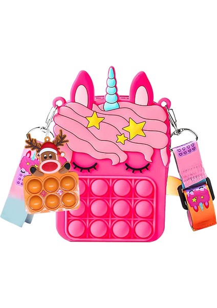 B Tarzı Yeni Unicorn Basit Dimple Messenger Çanta Itme Balon Antistress Oyuncak Anahtarlık Cüzdan - (Yurt Dışından)