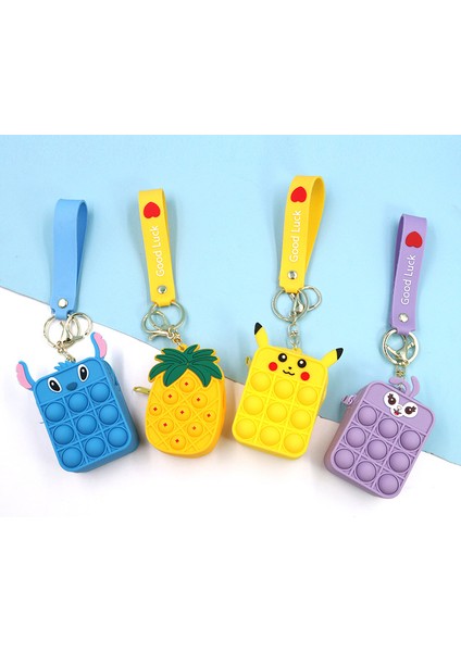 KT15-9 Stili Yeni Kawaii Pikachu Dikiş Squishy Bozuk Para Cüzdanı Pop It Fidget Oyuncaklar Anahtar Kolye Çanta Otizmi Hafifletin Çocuklar Hediyeler (Yurt Dışından)