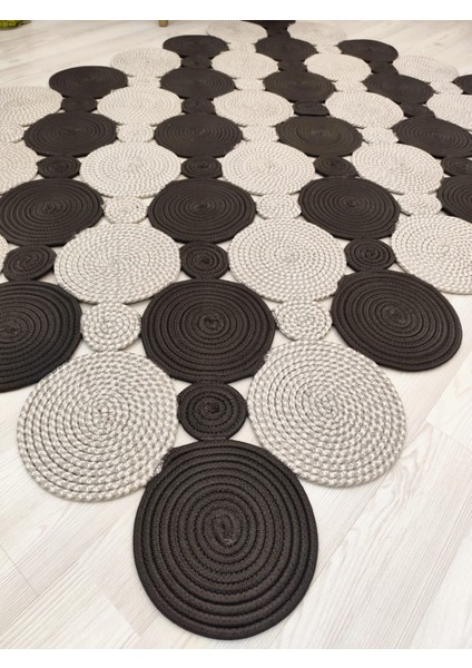 Jüt Hasır Görünümlü Desenli Modern El Örgüsü Dikdörtgen Halı Kilim