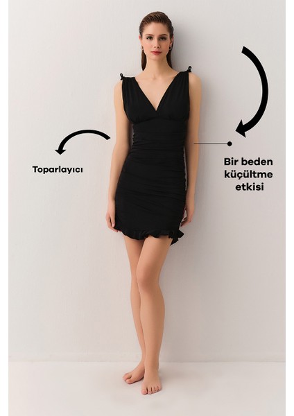 Drapeli Etekli Korseli Toparlayıcı Mayo
