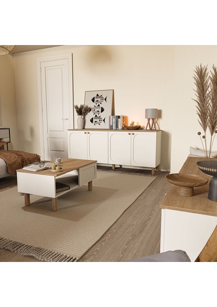 Set 1280-2100-1700 Monza Membran (Mdf Kapaklı) Bohem Tv Ünitesi-Orta Sehpa-Konsol Seti Sepet-Beyaz modelleri