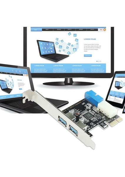 USB 3.0 Pcı-E Genişletme Kartı Adaptörü 2 Port Usb3.0 Hub Dahili Başlık USB 3 Pcıe Pcı Express Adaptör Kartı (Yurt Dışından)
