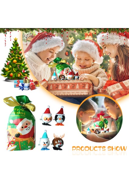 4pc Tarzı Saatli Zıplama Hediye Paketi Eğitici Mekanik Oyuncaklar Yılbaşı Baba Noel Kar Tanesi Geyik Oyuncakları - Çocuklar Için Eğlenceli Oyuncaklar (Yurt Dışından)