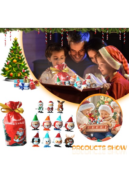 8pc Tarzı Saatli Zıplama Hediye Paketi Eğitici Mekanik Oyuncaklar Yılbaşı Baba Noel Kar Tanesi Geyik Oyuncakları - Çocuklar Için Eğlenceli Oyuncaklar (Yurt Dışından)
