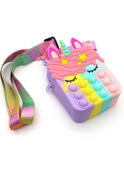 No.23 Tarzı Kawaii Kız Çanta Silikon Çocuk Sıkma Oyunu Şişirme Para Cüzdanı Türkçe (Yurt Dışından)