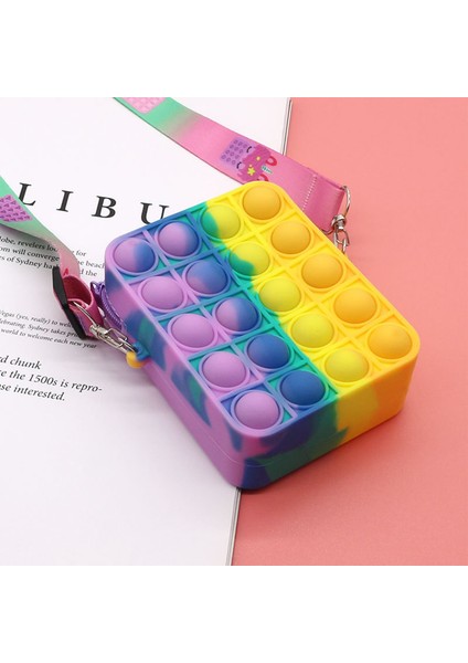 Ben Stil Moda Pop It Kabarcık Oyuncak Gökkuşağı Unicorn Kawaii Bozuk Para Cüzdanı Çocuklar Cüzdan Bayan Çanta Silikon Basit Dimple Oyuncak (Yurt Dışından)