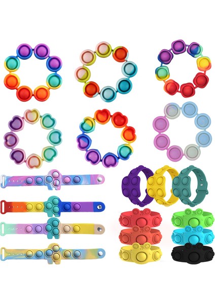No.18 Tarzı Tie-Dye Itme Bileklik Fidget Oyuncak Silikon Giyilebilir Duyusal Bilezik Oyuncaklar Için Çocuklar Yetişkinler Hediye (Yurt Dışından)