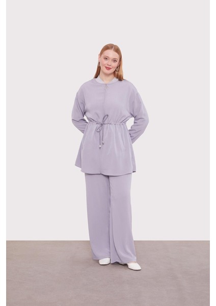 Gri Sim Manşet Detaylı Ikili Takım