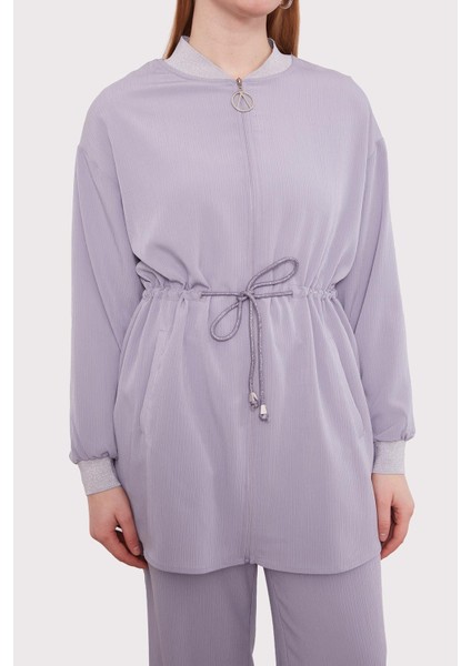 Gri Sim Manşet Detaylı Ikili Takım