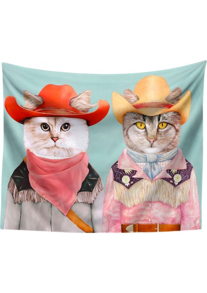 No.1 Tarzı 95X73CM Şapka Kedi Goblen Duvar Asılı Punk Hippi Karikatür Kedi Halılar Yatak Odası Oturma Odası Için Ev Duvar Serin Dekor Kedi Coven (Yurt Dışından)