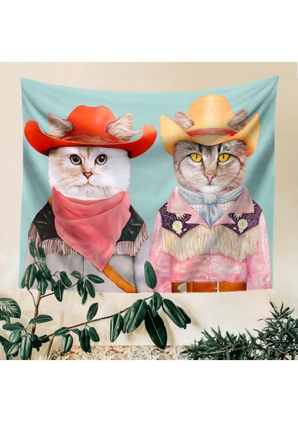 No.1 Tarzı 95X73CM Şapka Kedi Goblen Duvar Asılı Punk Hippi Karikatür Kedi Halılar Yatak Odası Oturma Odası Için Ev Duvar Serin Dekor Kedi Coven (Yurt Dışından)