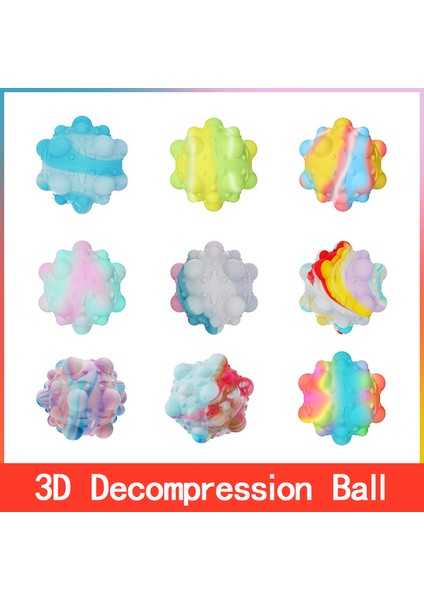 No.2 Tarzı Pop It Topu 3D Silikon Parmak Sıkma Kabarcık Oyuncak Yetişkin Hediye Amac: (Yurt Dışından)