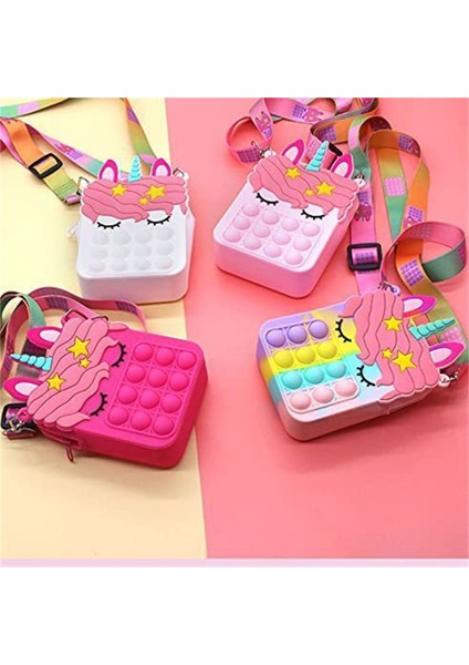 No.12 Tarzı Yeni Popits Unicorn Pops Renkli Sikke Cüzdan Silikon Kız Kawaii Messenger Çantası Çocuk Parmak Itme Balon Oyuncak Çanta Hediye (Yurt Dışından)