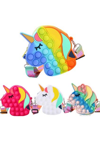 No.12 Tarzı Yeni Popits Unicorn Pops Renkli Sikke Cüzdan Silikon Kız Kawaii Messenger Çantası Çocuk Parmak Itme Balon Oyuncak Çanta Hediye (Yurt Dışından)