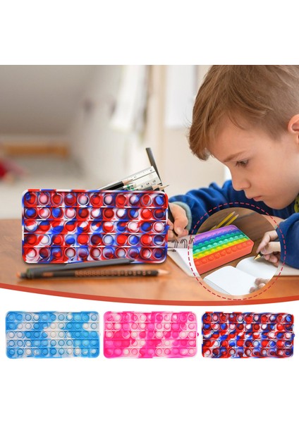 E Stili Çocuk Okul Kalem Kutusu Popet Fidget Oyuncaklar Duyusal Silikon Itme Kabarcıklı Depolama Çantası Çocuklar Kalem Kutusu Poppit Giderici - (Yurt Dışından)