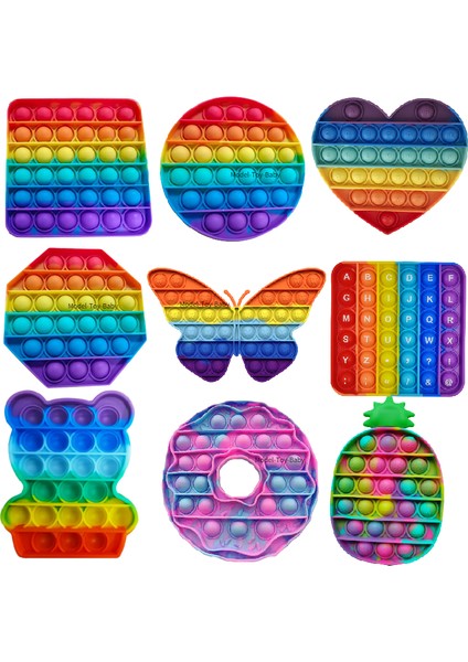 18-1pc Tarzı Pop Fidget Oyuncakları Poppis Gökkuşağı Basma Kabarcık - Oyuncakları Yetişkin Çocuklar Dimple Oyuncakları I Hafifletici Oyuncaklar. (Yurt Dışından)