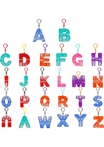 WJ11 Rastgele Renk Stili 26 Harf Balon Anahtarlık Parmak Oyuncağı Ebeveyn-Çocuk Etkileşimli Eğitici Oyuncak Topu Duyusal Oyuncaklar Çocuklar Hediye (Yurt Dışından)