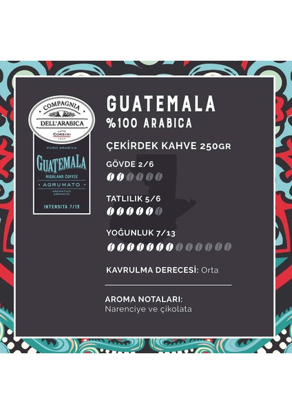 Guatemala %100 Arabica Çekirdek Kahve 250 gr modelleri
