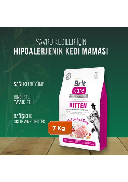 Tahılsız Healthy Growth Tavuk Hindili Yavru Kedi Maması 7kg