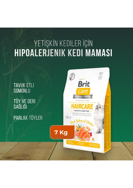 Haircare Hipoalerjenik Deri ve Tüy Sağığı için Tahılsız Yetişkin Kedi Maması 7 kg