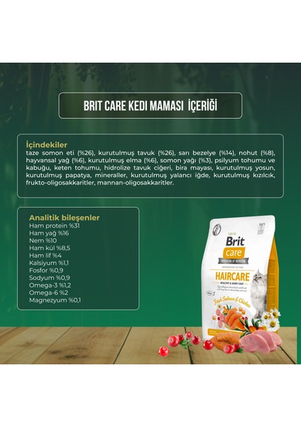 Haircare Hipoalerjenik Deri ve Tüy Sağığı için Tahılsız Yetişkin Kedi Maması 7 kg