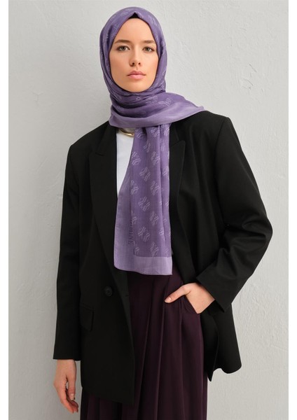 Tensel İpek Minimal Monogram Desen Şal 3298